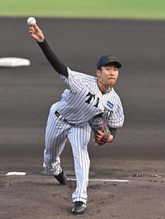 　今季初先発で力投する茨木（撮影・西田忠信）