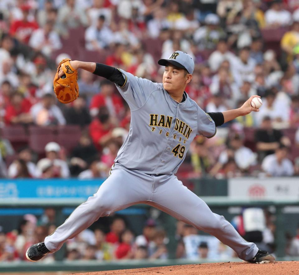 　先発し、力投する大竹（撮影・市尻達拡）