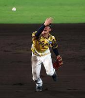 　９回、小幡はオスナの打球をファンブルする（撮影・山口登）