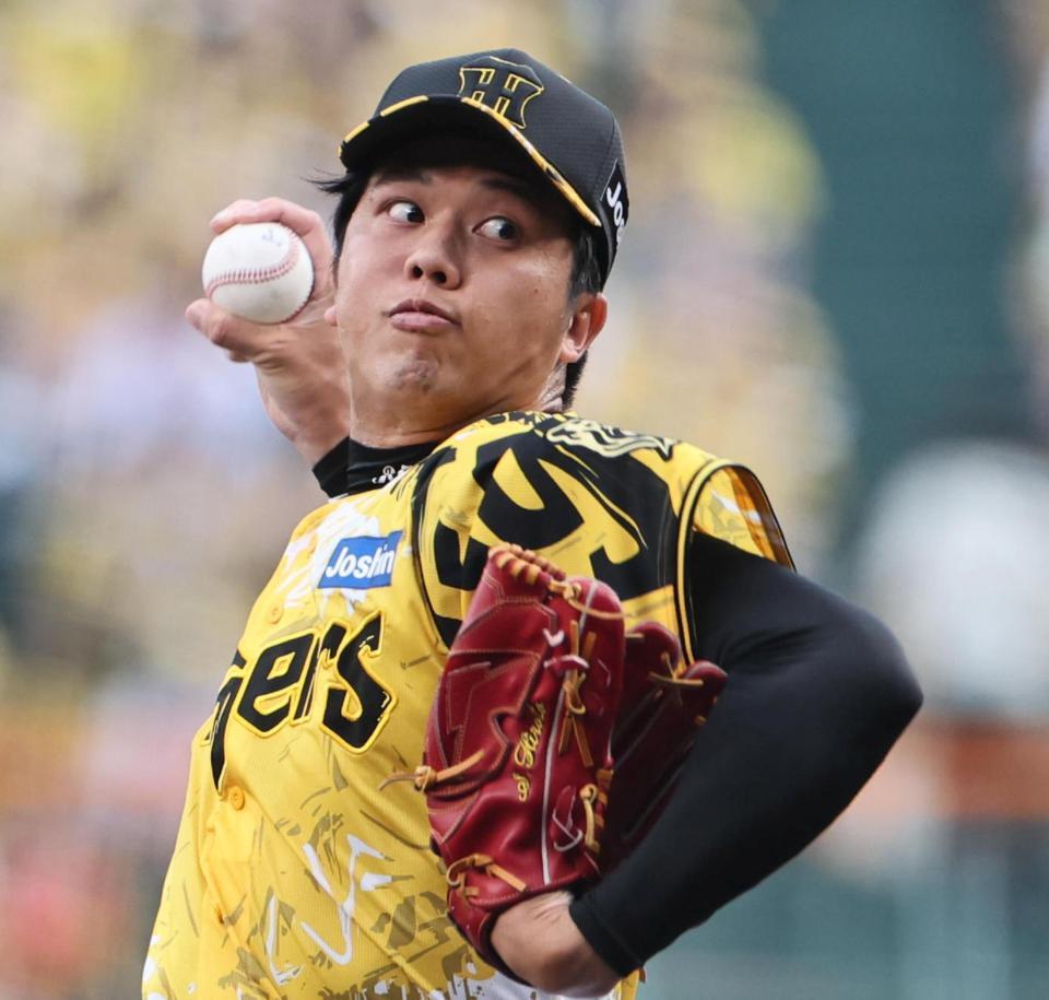 　先発し、投げ込む才木（撮影・田中太一）