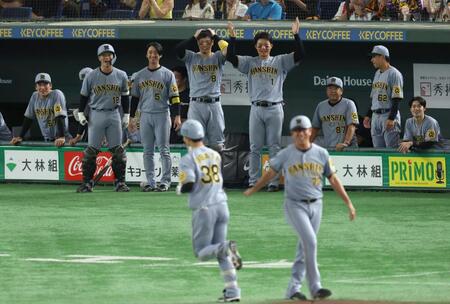 　３回、小幡（３８）の２打席連続となる２ランに阪神ベンチもびっくり！（撮影・金田祐二）