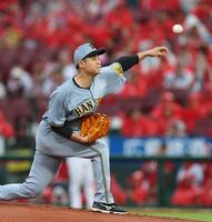 　先発し力投する大竹（撮影・北村雅宏）