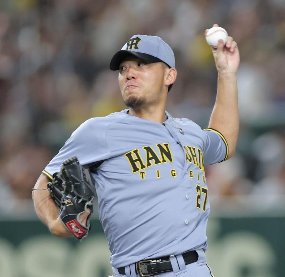 　巨人戦に先発し力投する伊藤将（撮影・西岡正）