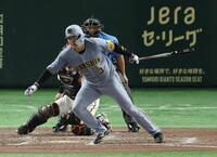 　５回、中前打を放つ大山（撮影・金田祐二）