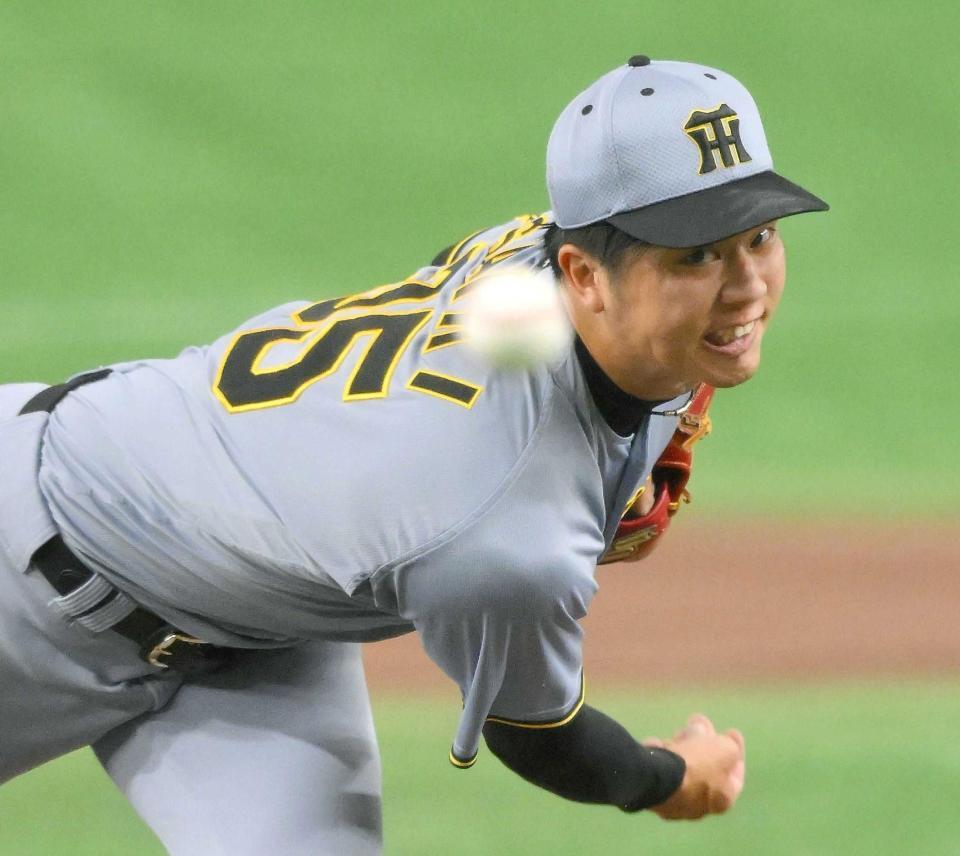 　力投する先発の才木（撮影・伊藤笙子）