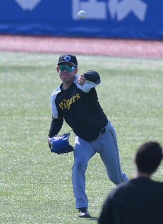 　キャッチボールをする富田（撮影・伊藤笙子）