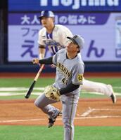 　４回、筒香にソロを浴びる村上（撮影・金田祐二）