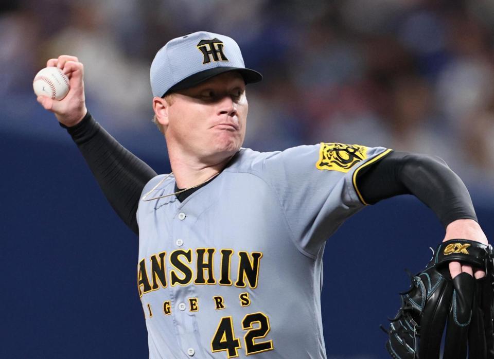 　先発し、投げ込むネルソン（撮影・田中太一）