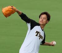 登板へ向けて調整する大竹（撮影・立川洋一郎）