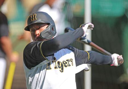 　打撃練習する大山（撮影・北村雅宏）