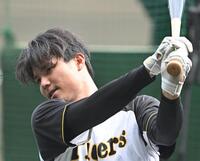 　打撃練習する栄枝（撮影・西田忠信）