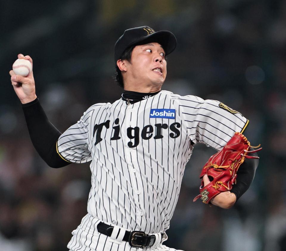　先発し、投げ込む才木（撮影・田中太一）
