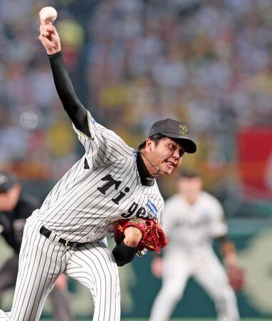 　中日打線を相手に力投する才木（撮影・立川洋一郎）