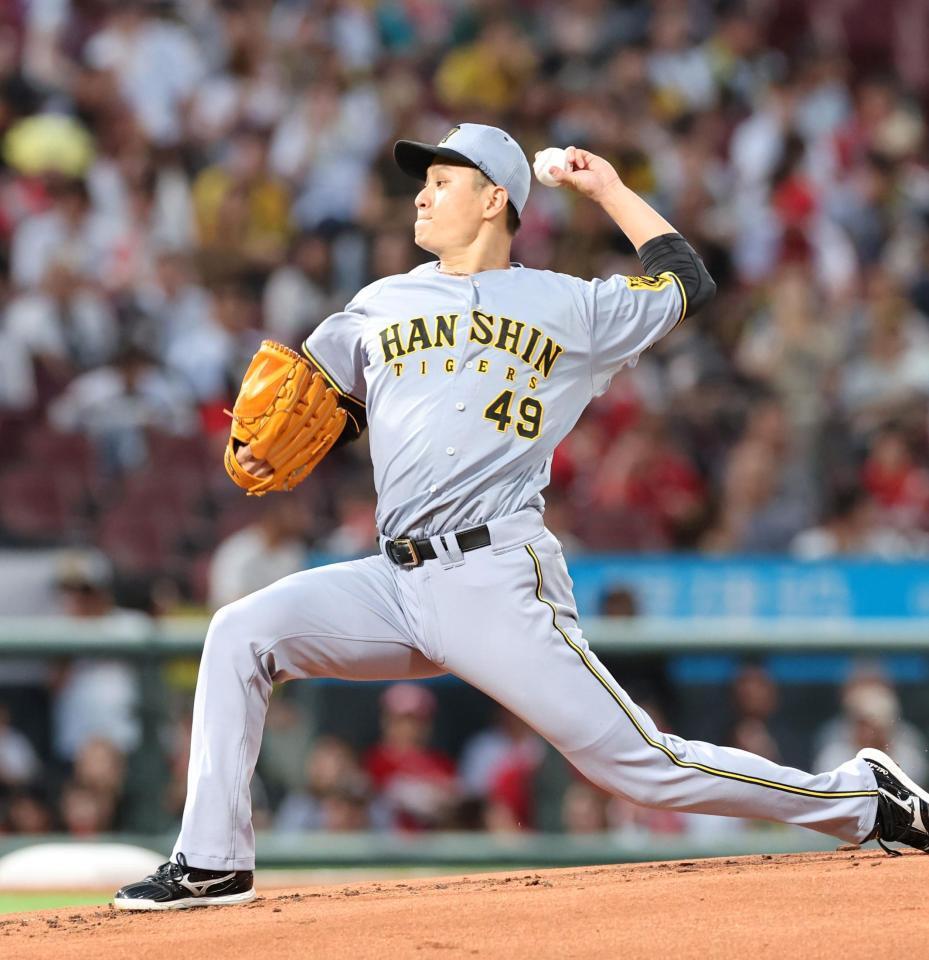 　先発し、力投する大竹（撮影・市尻達拡）