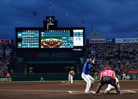 　１回、甲子園での初先発の早川は蝦名に第一球を投じる（撮影・山口登）