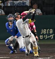 　５回、２３号ソロを放つ森下（撮影・飯室逸平）