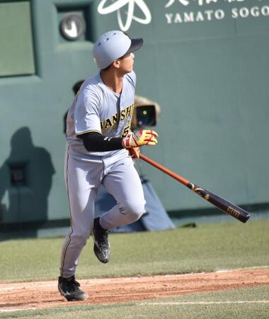 　８回に左翼へ本塁打を放つ山田