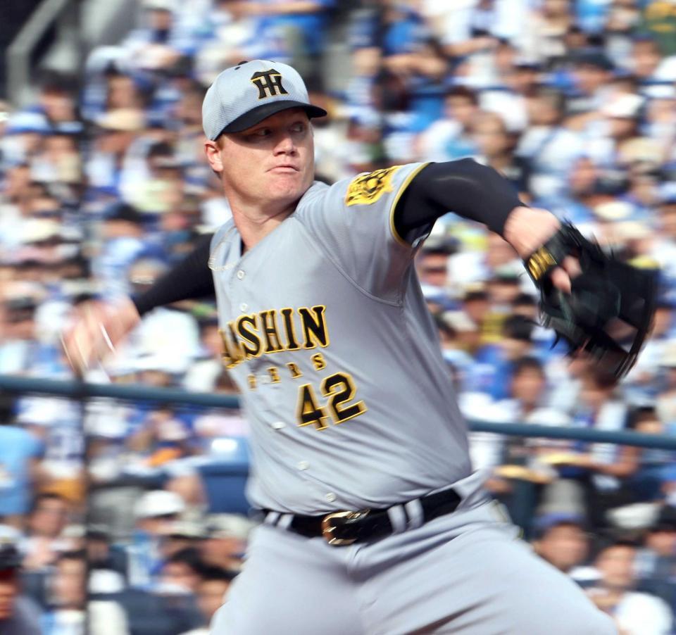 　先発し、投げ込むネルソン（撮影・田中太一）