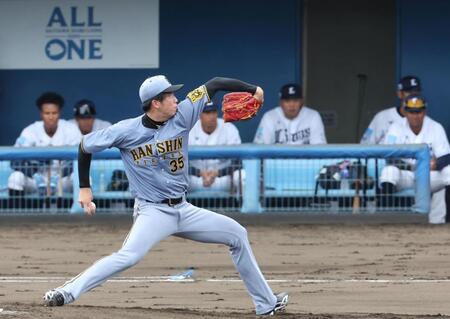 　フェニックス・リーグで先発し、西武打線を圧倒した才木（撮影・田中太一）