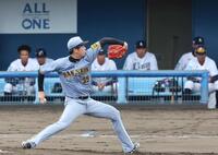 　フェニックス・リーグで先発し、西武打線を圧倒した才木（撮影・田中太一）