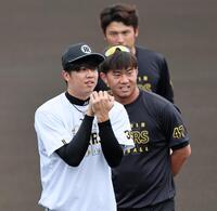 　試合前、マウンドの感触を確かめる才木（撮影・田中太一）