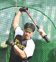 　体をほぐす佐藤輝（撮影・西田忠信）