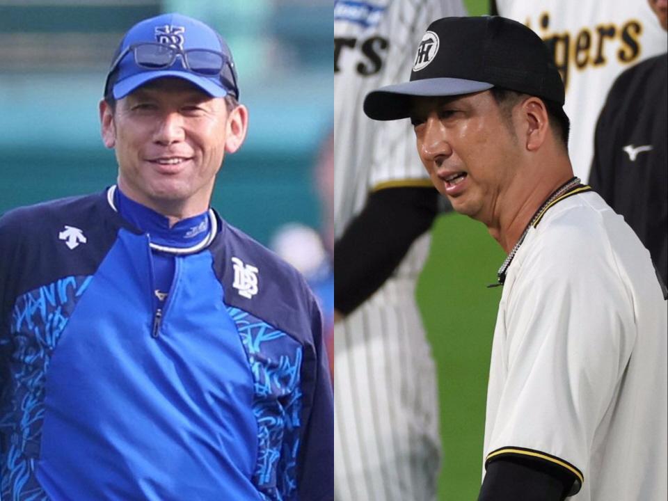 　甲子園で最終調整を行ったＤｅＮＡ・三浦監督（左）、阪神・藤川監督