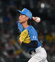 　セレモニアルピッチを務めたバッテリィズのエース（撮影・西田忠信）