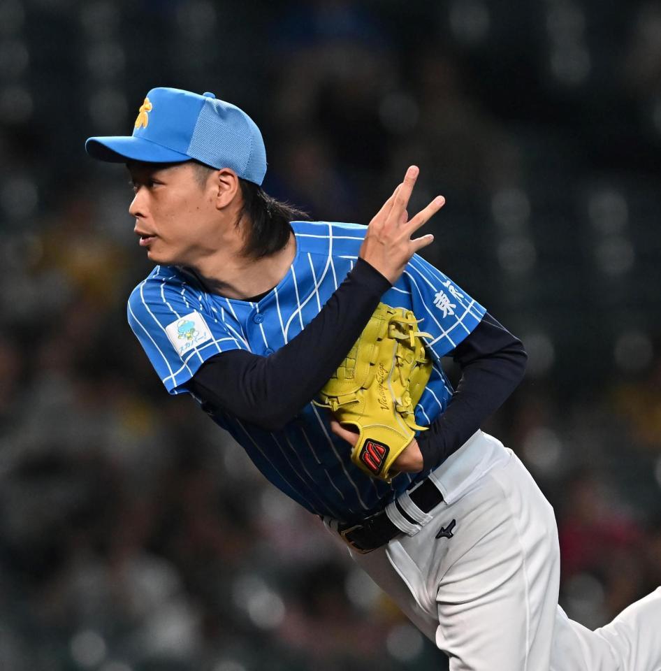 　セレモニアルピッチを務めたバッテリィズのエース（撮影・西田忠信）