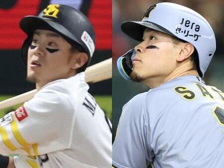 　（左から）ソフトバンク・牧原大、阪神・佐藤輝