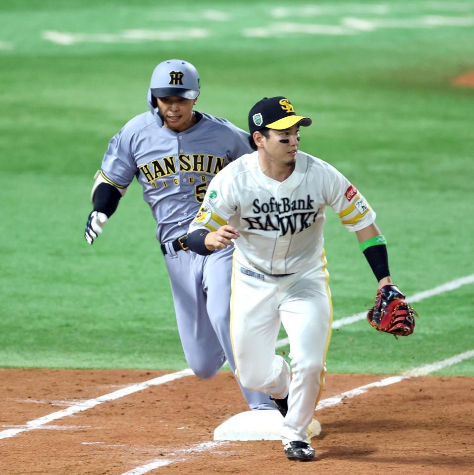 　５回、内野安打で出塁する島田（撮影・山口登）