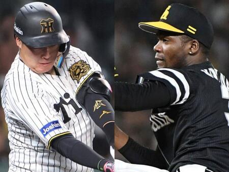 （左から）阪神・大山、ソフトバンク・モイネロ