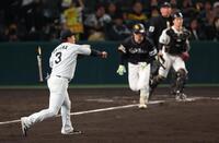 　５回、海野の一ゴロを素早く送球する大山（撮影・金田祐二）