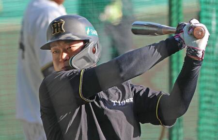 　打撃練習する大山（撮影・北村雅宏）