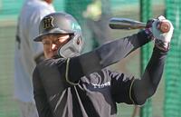 　打撃練習する大山（撮影・北村雅宏）