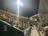 　パブリックビューイングを観戦する虎党