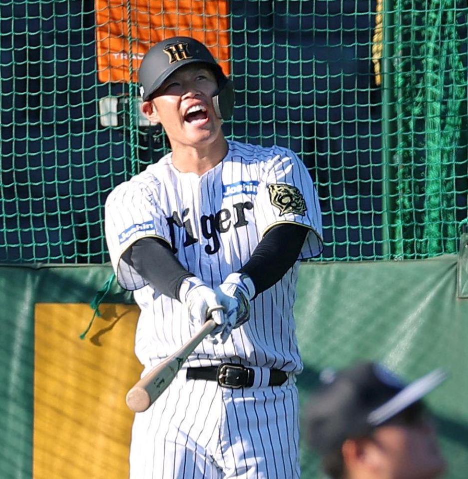 　打撃練習をする原口（撮影・立川洋一郎）