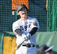 　打撃練習をする原口（撮影・立川洋一郎）