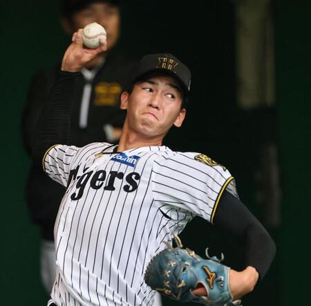 　ブルペンで投げ込む今朝丸（撮影・田中太一）