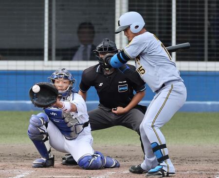 　９回、見逃し三振に倒れる西純（撮影・田中太一）