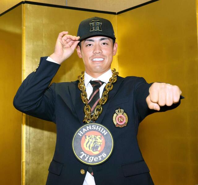 阪神ドラ2谷端 虎の顔になる！憧れ金本氏から激励サイン色紙 本職二塁