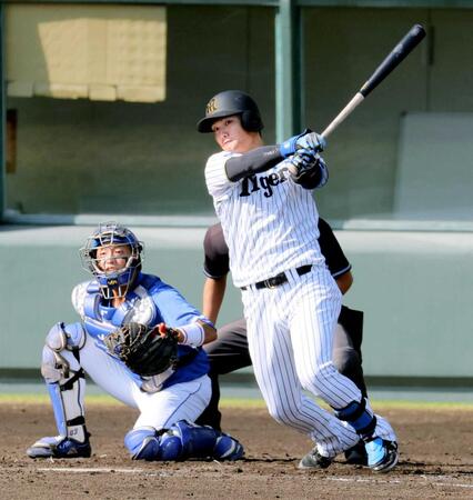 阪神・西純 野手転向後初安打！練習試合「７番・右翼」スタメンで第１打席いきなり中前打　「すごい緊張しました」