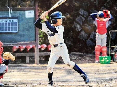 　少年野球時代の神宮（家族提供）