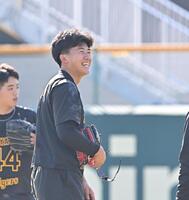 　笑顔を見せる立石（撮影・西田忠信）