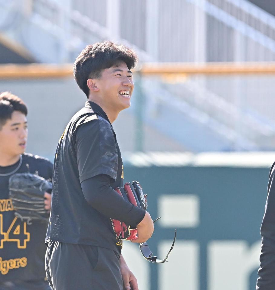 　笑顔を見せる立石（撮影・西田忠信）