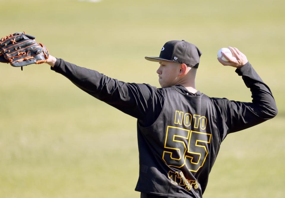 　キャッチボールをする能登（撮影・田中太一）