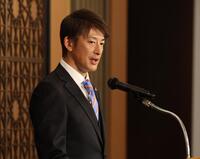 新人選手に講演する能見篤史氏（撮影・金田祐二）