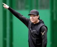 　自主トレを公開した大山（撮影・山口登）