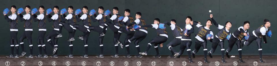 　早瀬の投球の連続写真