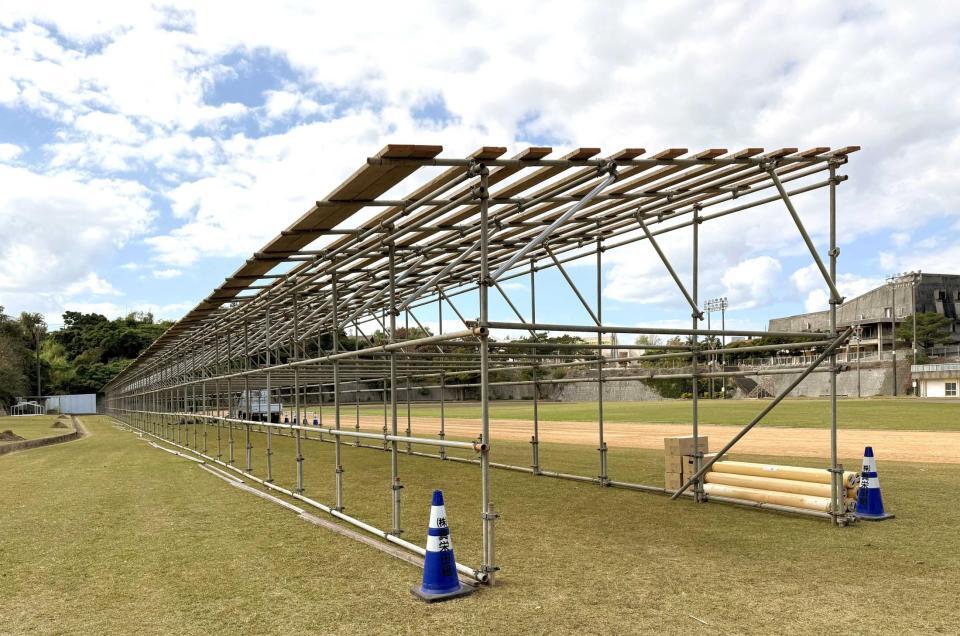 　サブグラウンド奥に設置される雨天専用走路（撮影・田中太一）